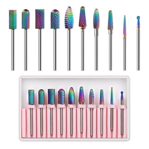 Makartt Nail Drill Bits Set, 10Pcs Tungsten Carbide, Remove Acrylic - Picture 1 of 7